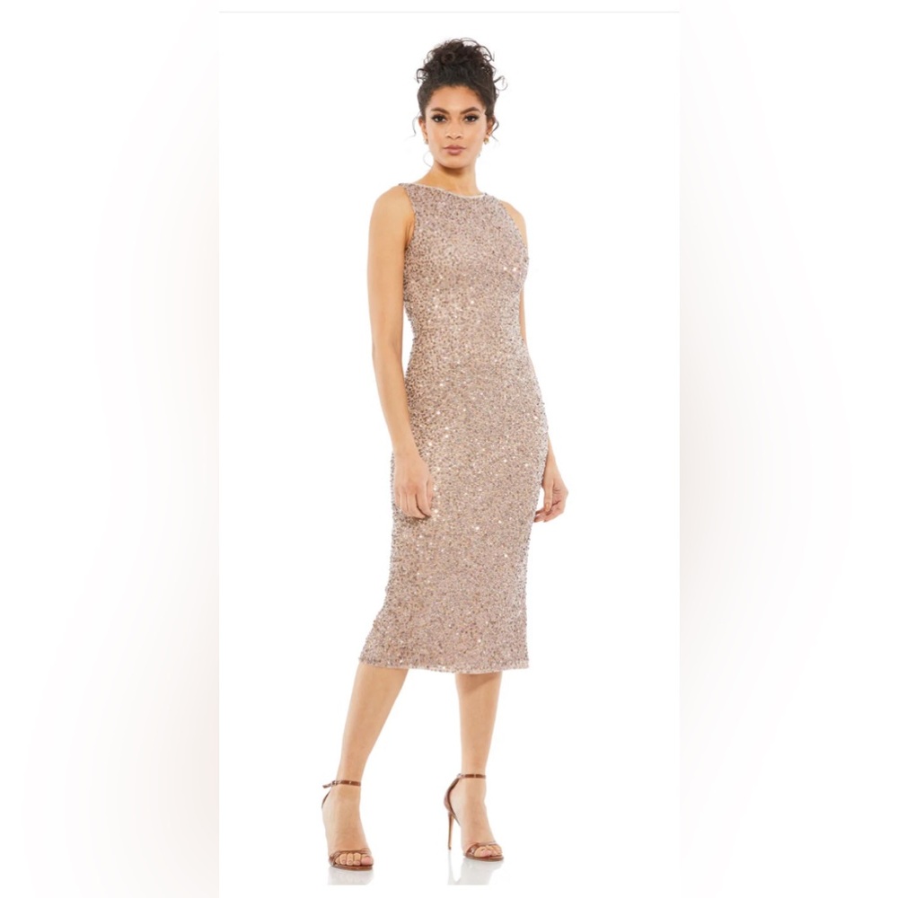 NWT Mac Duggal Sequined Middi Cocktail Dress